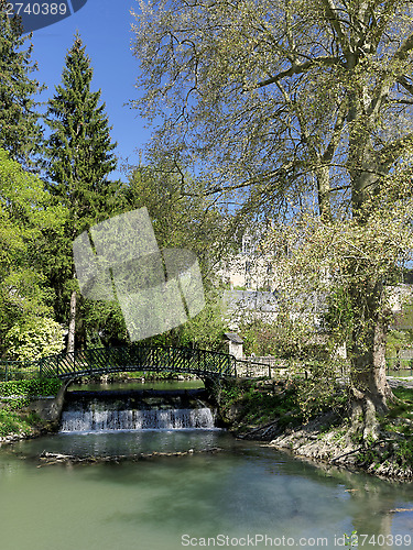 Image of Metallic footbridge on the Indrois river, France