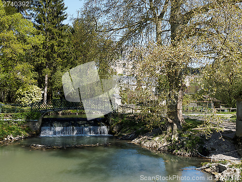 Image of Metallic footbridge on the Indrois river, France