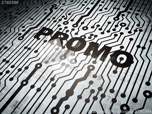 Image of Advertising concept: circuit board with Promo