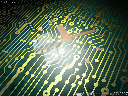 Image of Time concept: circuit board with Clock