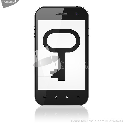 Image of Safety concept: Key on smartphone