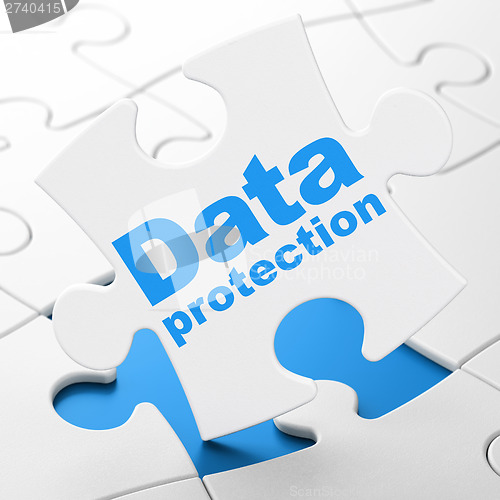 Image of Safety concept: Data Protection on puzzle background