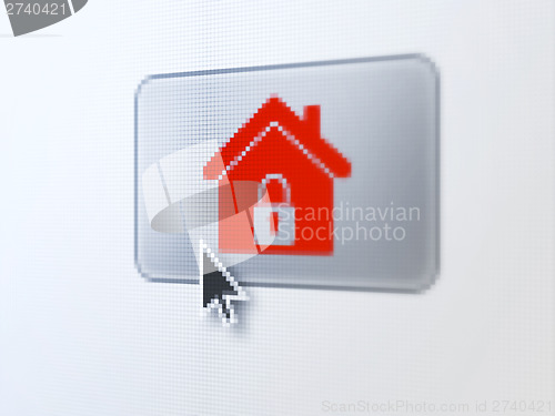 Image of Safety concept: Home on digital button background
