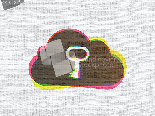 Image of Cloud computing concept: Cloud With Key on fabric texture