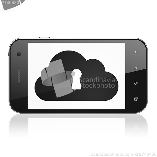 Image of Cloud computing concept: Cloud With Keyhole on smartphone