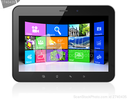 Image of Desktop on black tablet pc computer