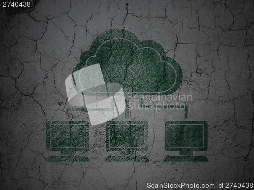 Image of Cloud networking concept: Cloud Network on grunge wall