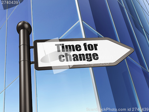 Image of Time concept: Time for Change on Building background