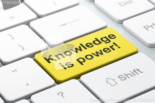 Image of Education concept: Knowledge Is power! on computer keyboard