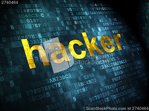 Image of Privacy concept: Hacker on digital background