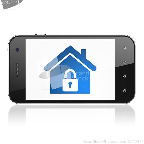 Image of Finance concept: Home on smartphone