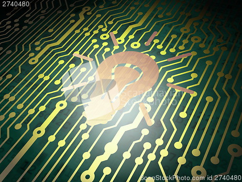 Image of Finance concept: circuit board with Light Bulb