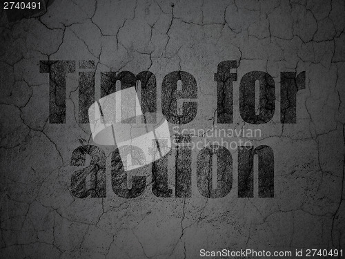 Image of Timeline concept: Time for Action on grunge wall background