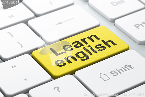 Image of Education concept: Learn English on computer keyboard background