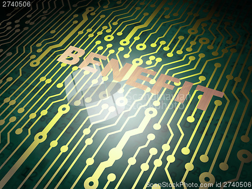 Image of Finance concept: circuit board with Benefit