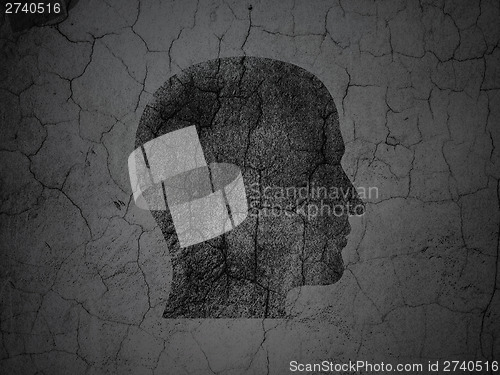 Image of Finance concept: Head on grunge wall background
