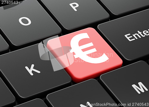 Image of Currency concept: Euro on computer keyboard background