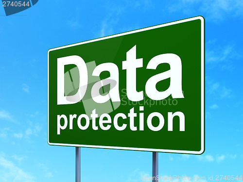 Image of Privacy concept: Data Protection on road sign background