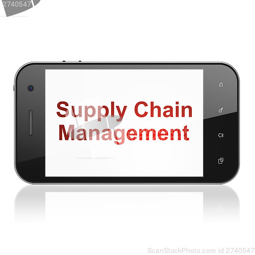 Image of Marketing concept: Supply Chain Management on smartphone