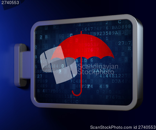 Image of Privacy concept: Umbrella on billboard background