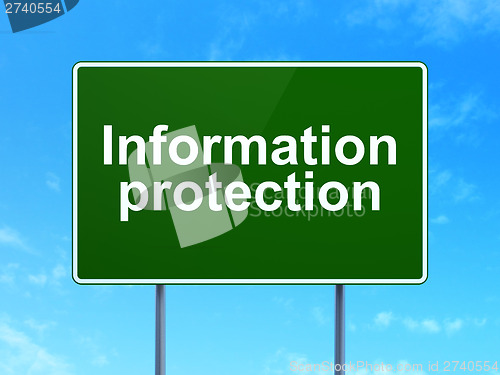 Image of Security concept: Information Protection on road sign background