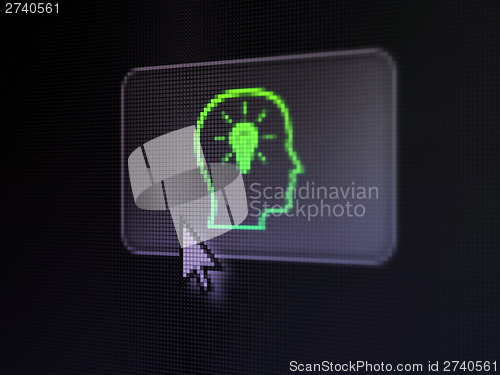 Image of Business concept: Head With Lightbulb on digital button