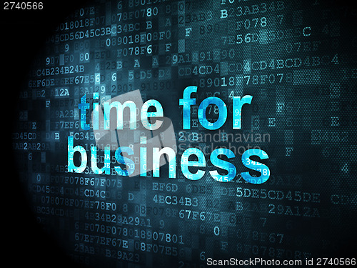 Image of Time concept: Time for Business on digital background