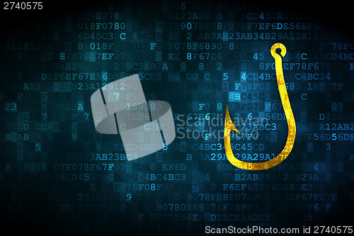 Image of Privacy concept: Fishing Hook on digital background
