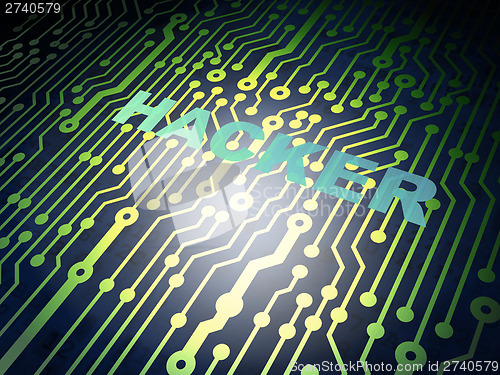 Image of Safety concept: circuit board with Hacker