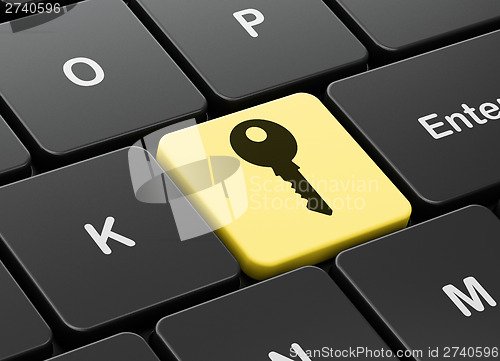 Image of Safety concept: Key on computer keyboard background