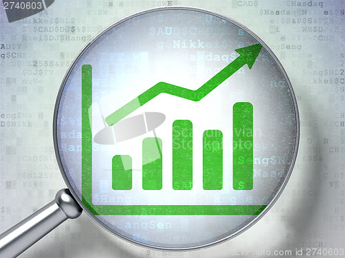 Image of News concept:  Growth Graph with optical glass on digital