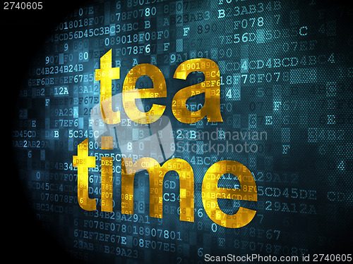 Image of Time concept: Tea Time on digital background