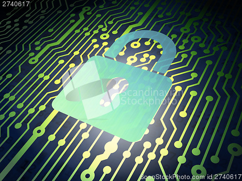 Image of Data concept: circuit board with Closed Padlock