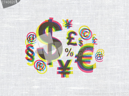 Image of Business concept: Finance Symbol on fabric texture background