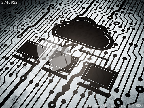 Image of Cloud networking concept: circuit board with Cloud Network