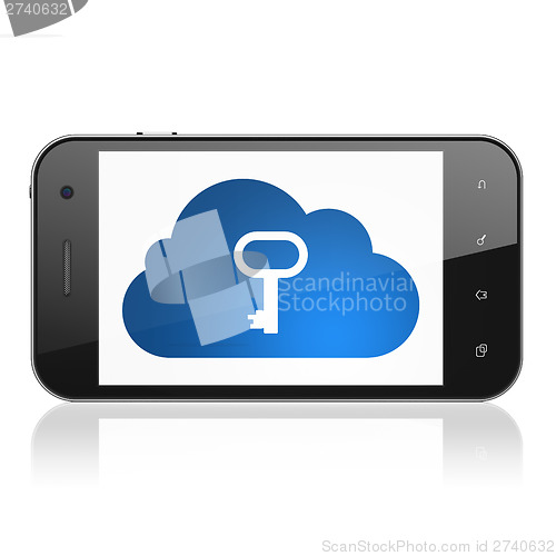 Image of Cloud computing concept: Cloud With Key on smartphone