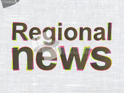 Image of Regional News on fabric texture background