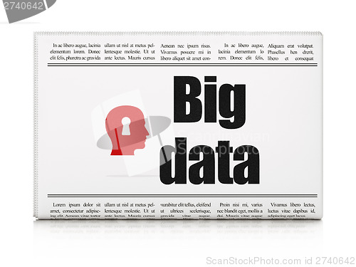 Image of Data news concept: newspaper with Big Data and Head With Keyhole