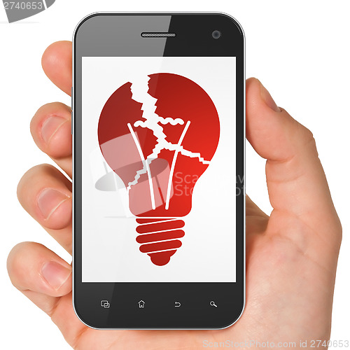 Image of Business concept: Light Bulb on smartphone