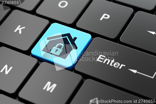 Image of Privacy concept: Home on computer keyboard background