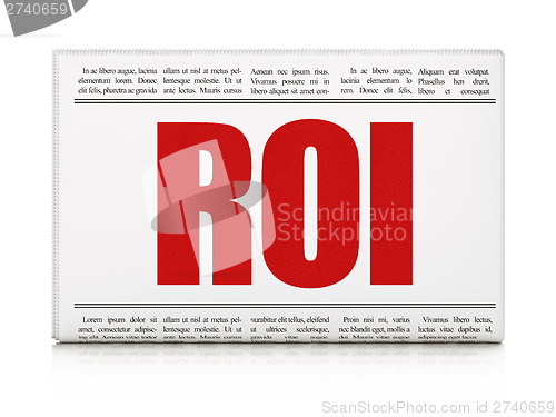 Image of Finance news concept: newspaper headline ROI