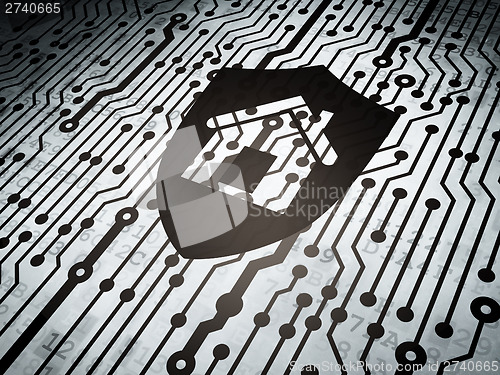 Image of Finance concept: circuit board with Shield