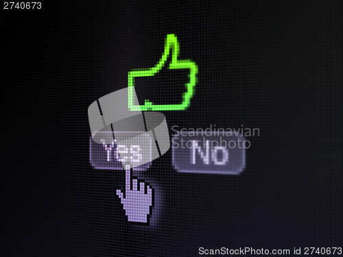 Image of Social network concept: Like on digital computer screen