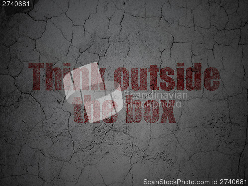 Image of Education concept: Think outside The box on grunge wall