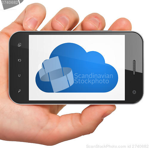 Image of Cloud networking concept: Cloud on smartphone