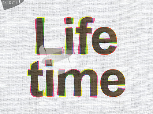 Image of Life Time on fabric texture background