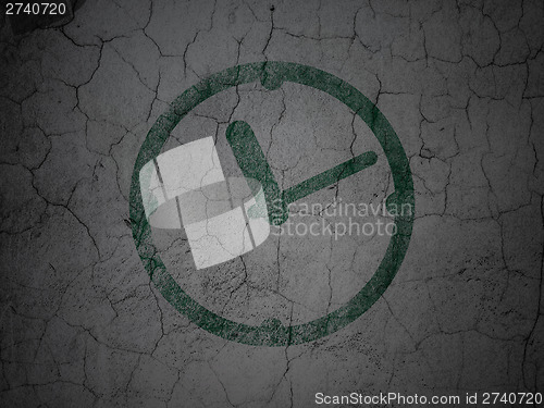 Image of Timeline concept: Clock on grunge wall background