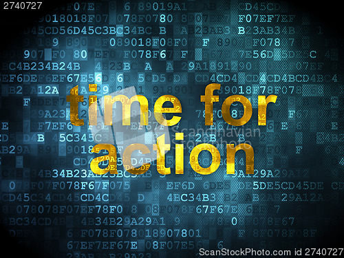 Image of Timeline concept: Time for Action on digital background