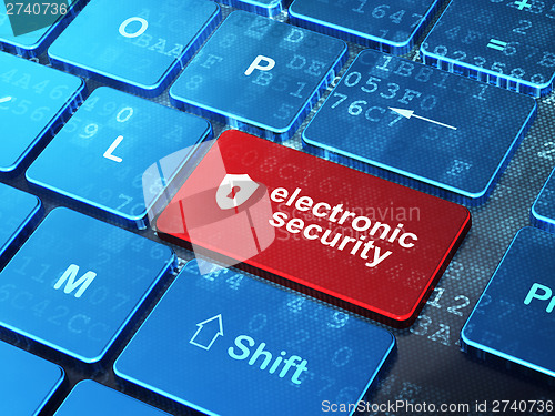 Image of Security concept: Shield and Security on computer keyboard