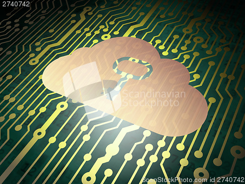 Image of Cloud technology concept: circuit board with Cloud With Key